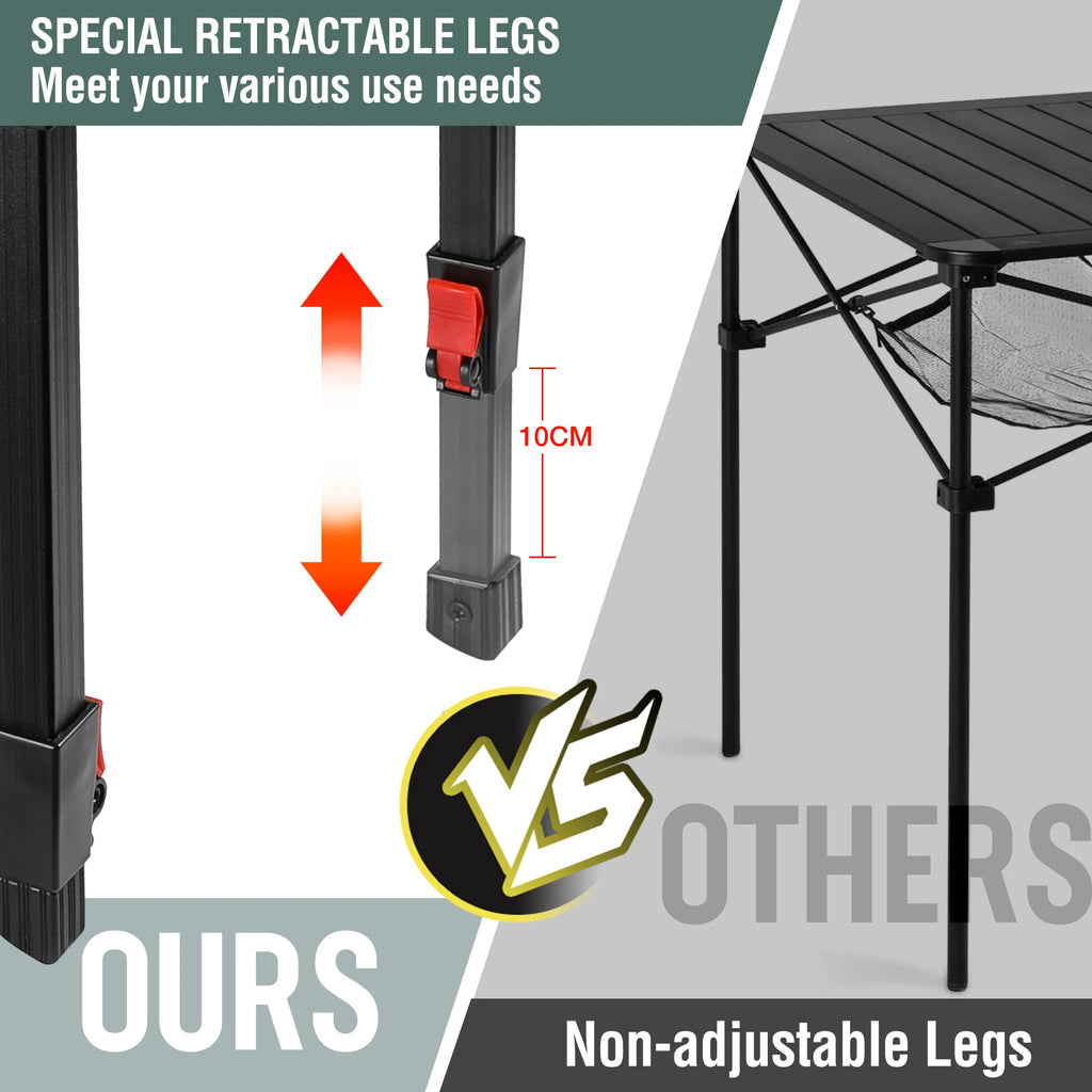 Folding Camping Square Table, Carry Bag, Aluminum