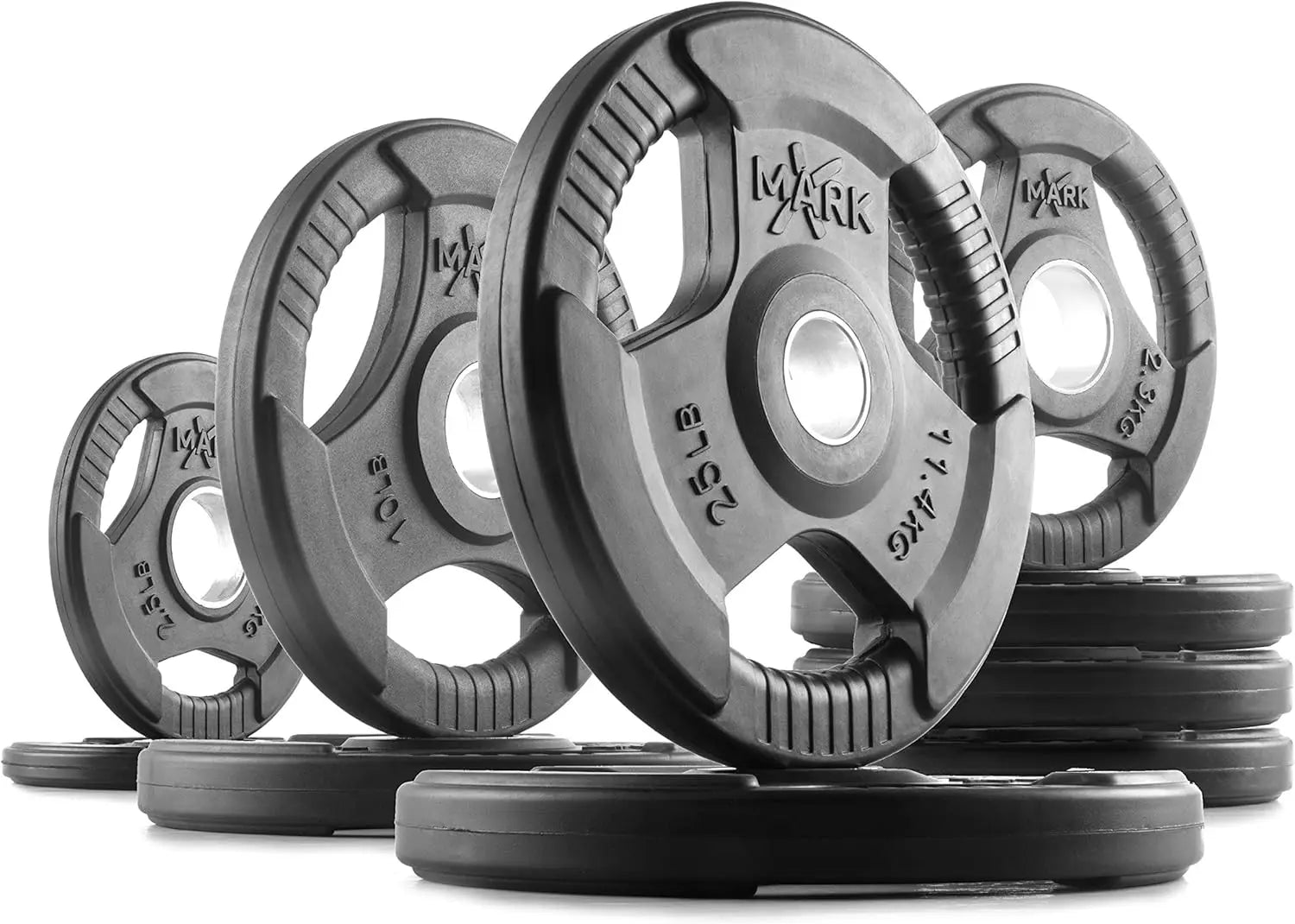 Rubber Coated Exercise Weights for Barbell, Set of Weight Plates,