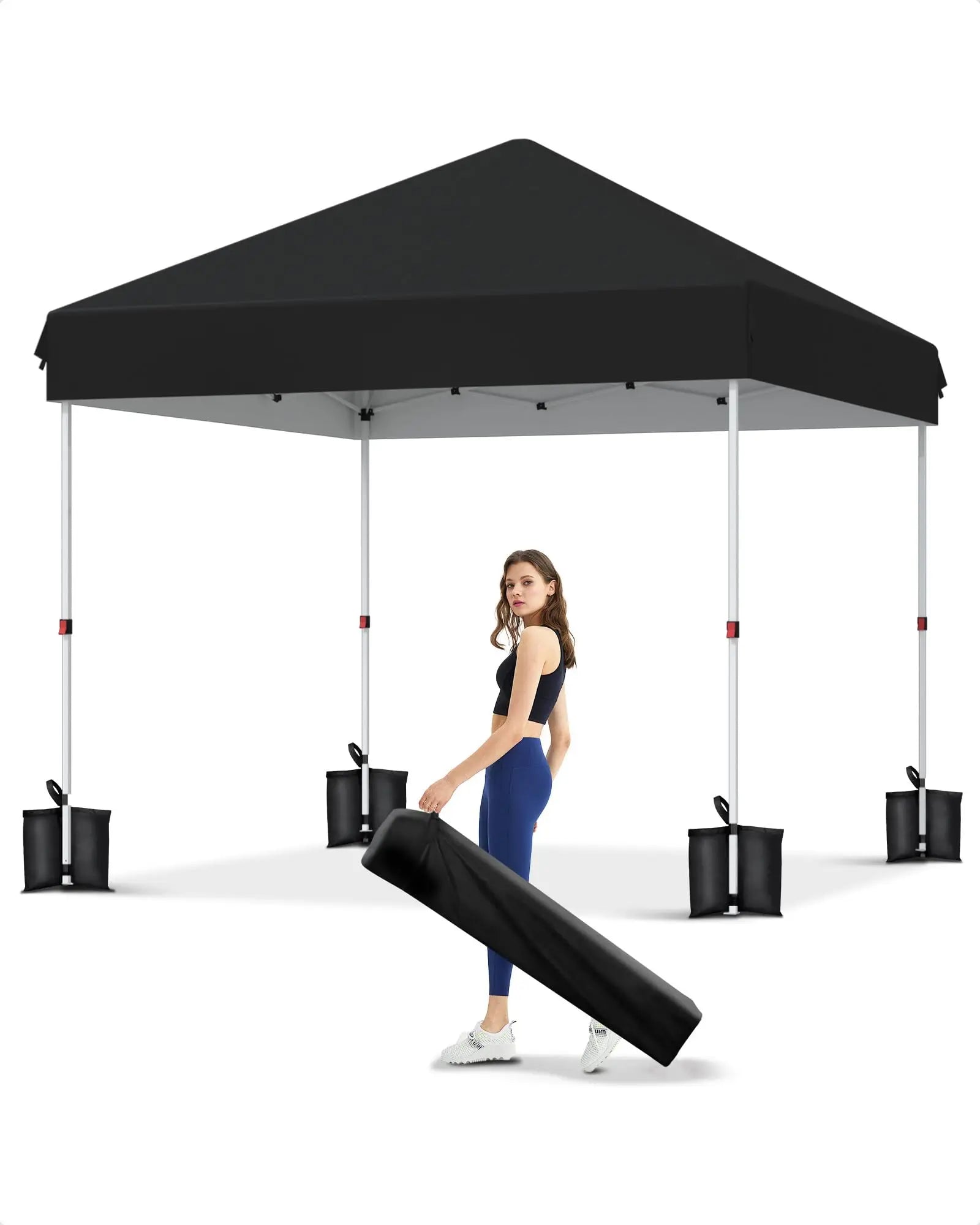 10x10 FT Pop Up Canopy Tent, Adjustable, 4 Sandbags, Carry Bag