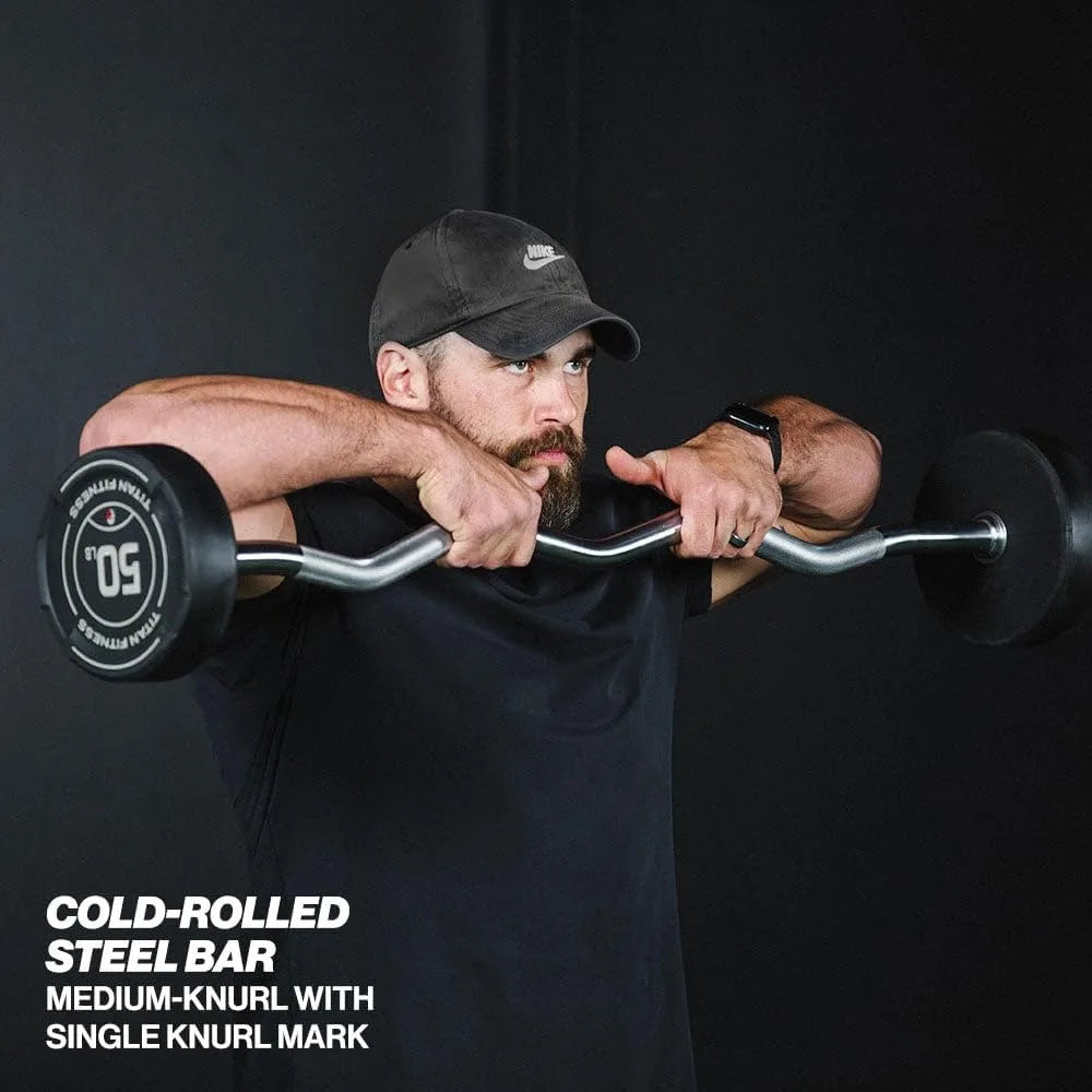 Rubber Curl Fixed Barbells, Pre-Loaded Weight Bar