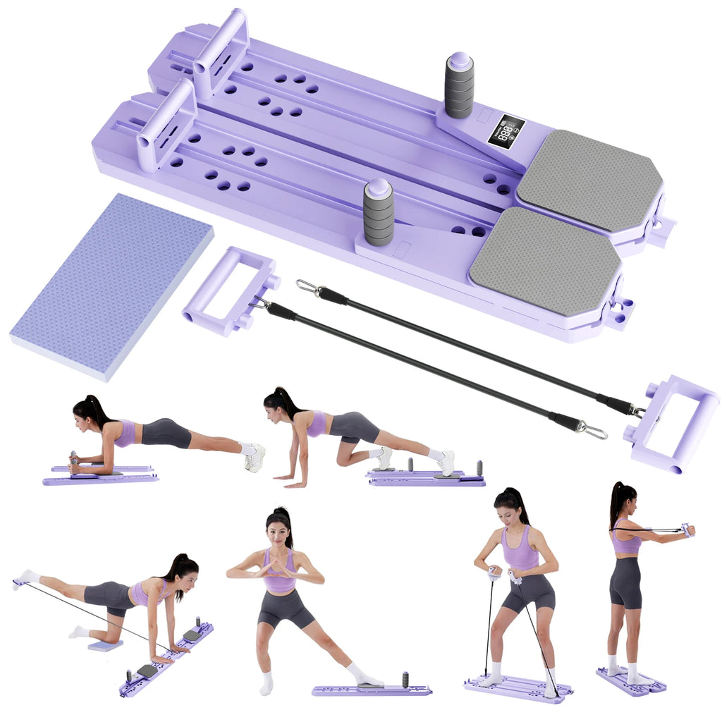 Ab Pilates Board, Adjustable Multi-Functional, Full-Body Bands