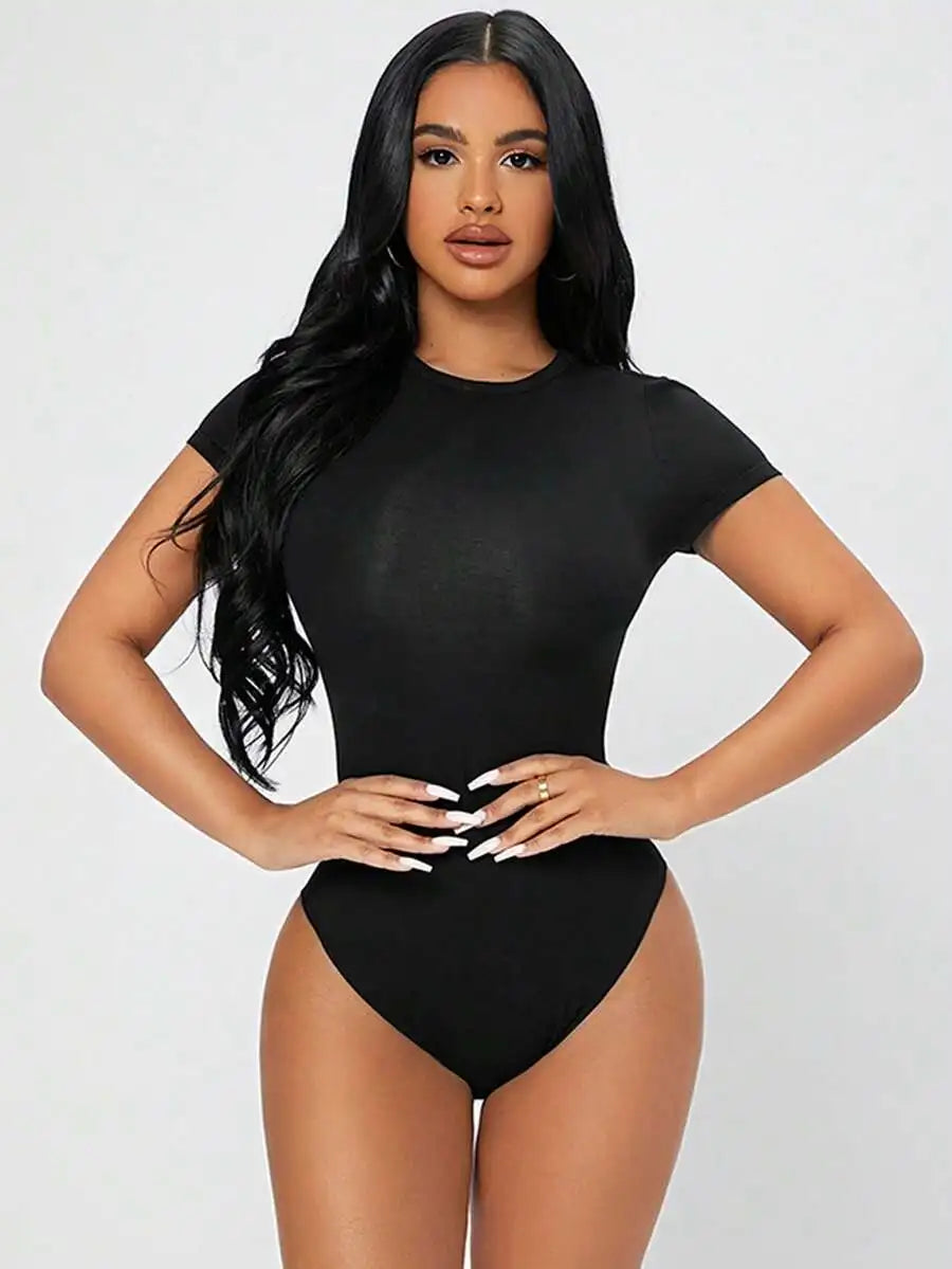 Petite, Slim Fit, Short Sleeve, Bodysuit, Women