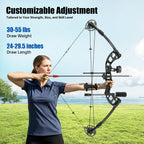 30-55 lbs Compound Bow, Adjustable Draw Weight and Length, with 3-Pin Sight, 12 Arrows, Complete Arch Set for Adults, Right Hand