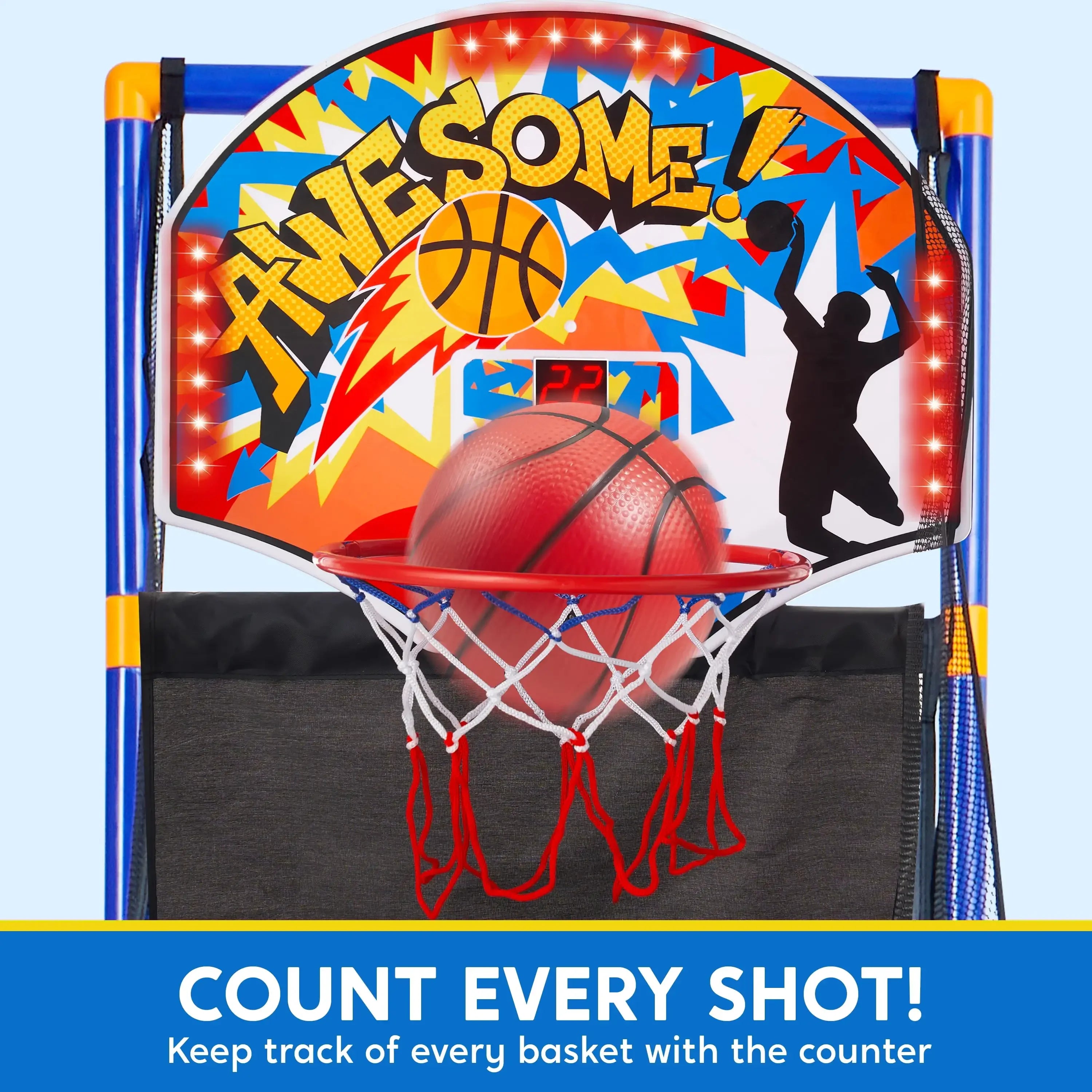 LED Scoring Arcade Basketball Game, 4 Balls, Height 44"-55"