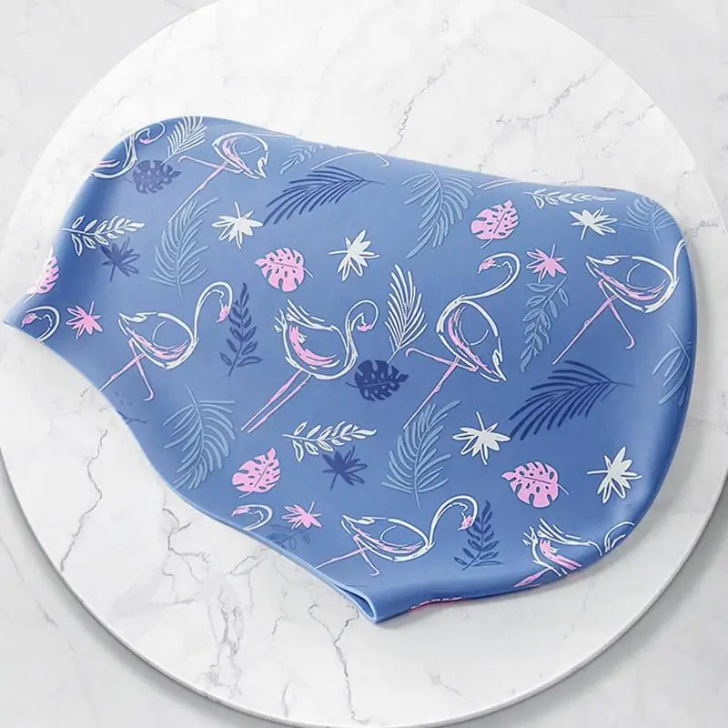 Women Adult ,Printing Swim Cap, Waterproof, Non-Slip