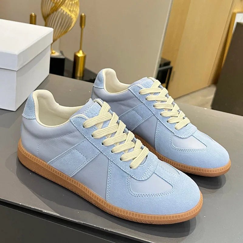 Suede Leather Patchwork Casual Shoes, Women, Round Toe