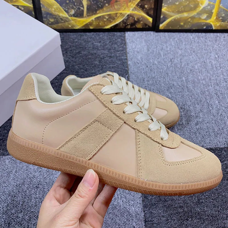 Suede Leather Patchwork Casual Shoes, Women, Round Toe