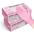 100 Pcs Pink Nitrile Gloves, Stretch Resistant, Cooking,