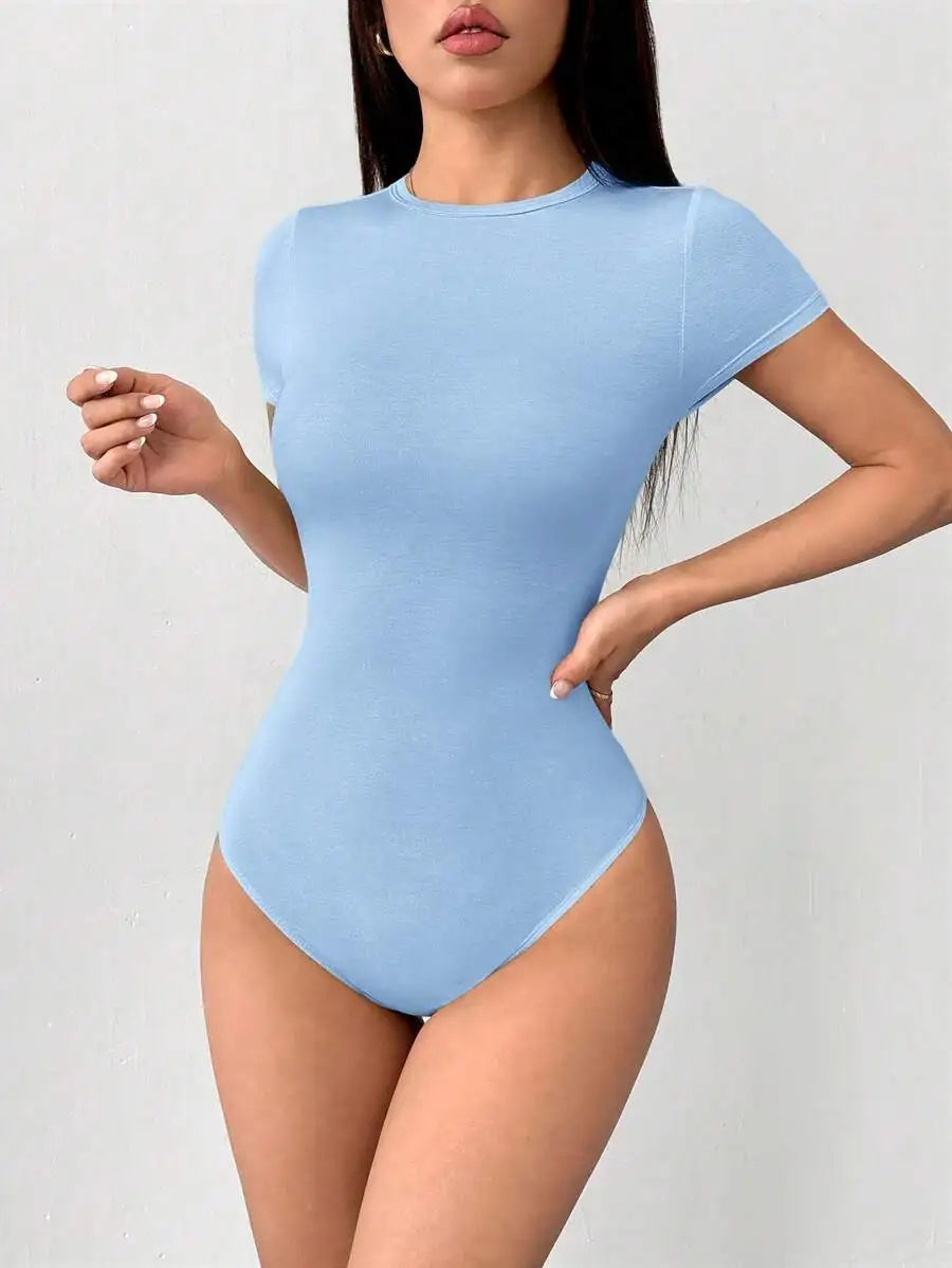 Petite, Slim Fit, Short Sleeve, Bodysuit, Women