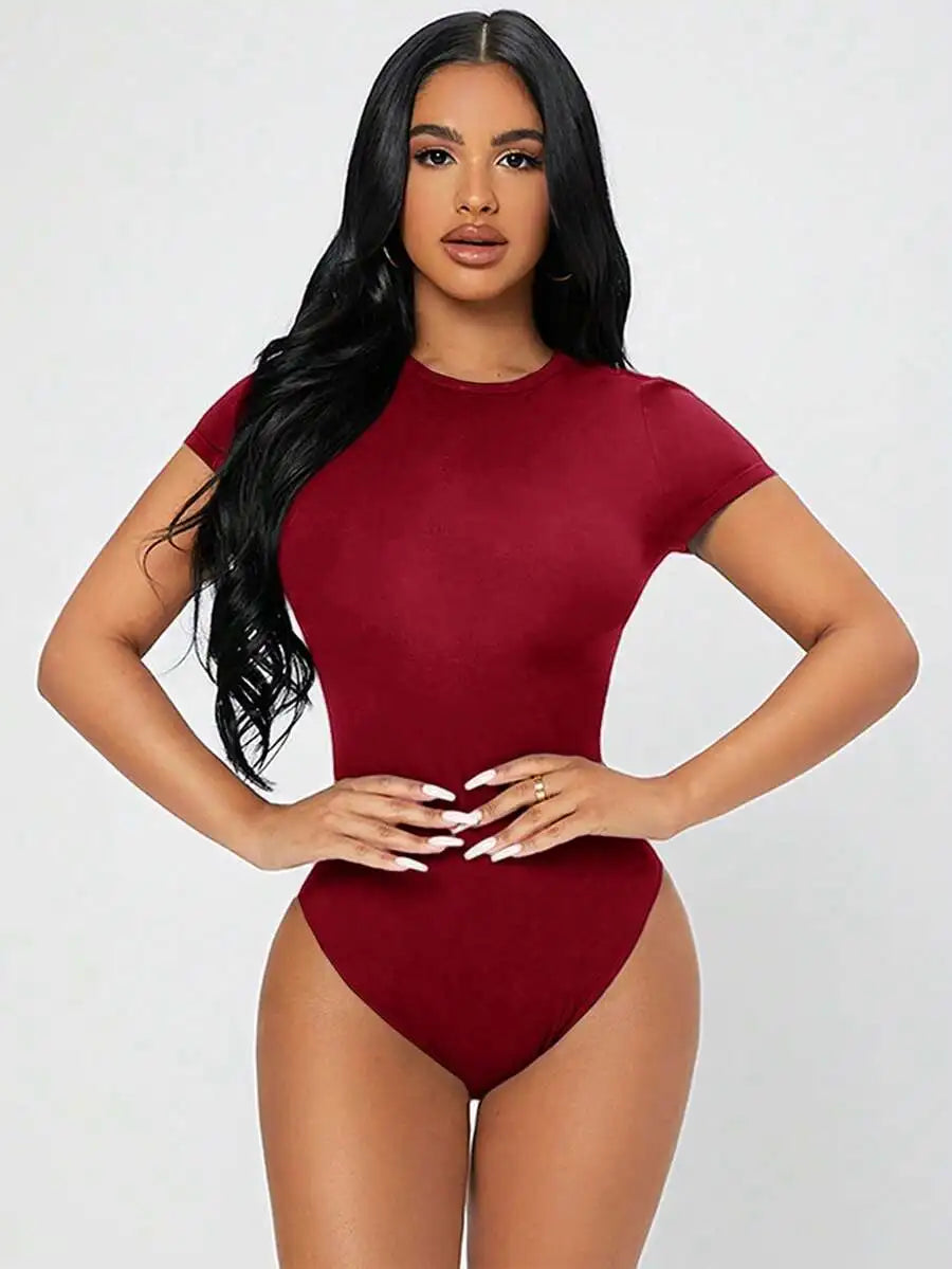 Petite, Slim Fit, Short Sleeve, Bodysuit, Women