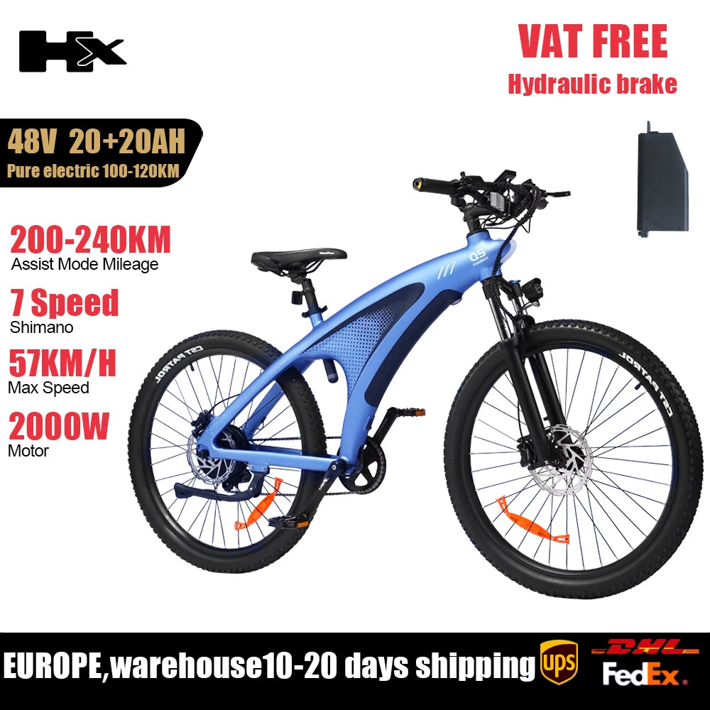 E bike, 2000W, Adults, 85Nm 57KM/H,  27.5*2.25 Inch Removable battery, Mountain Bike