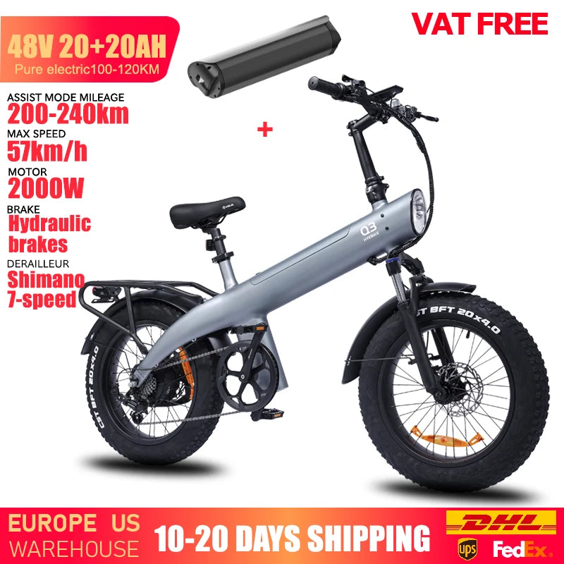 Q3 Mountain Electric bicycle, 2000W, Adult, 48V 20AH,  City bike