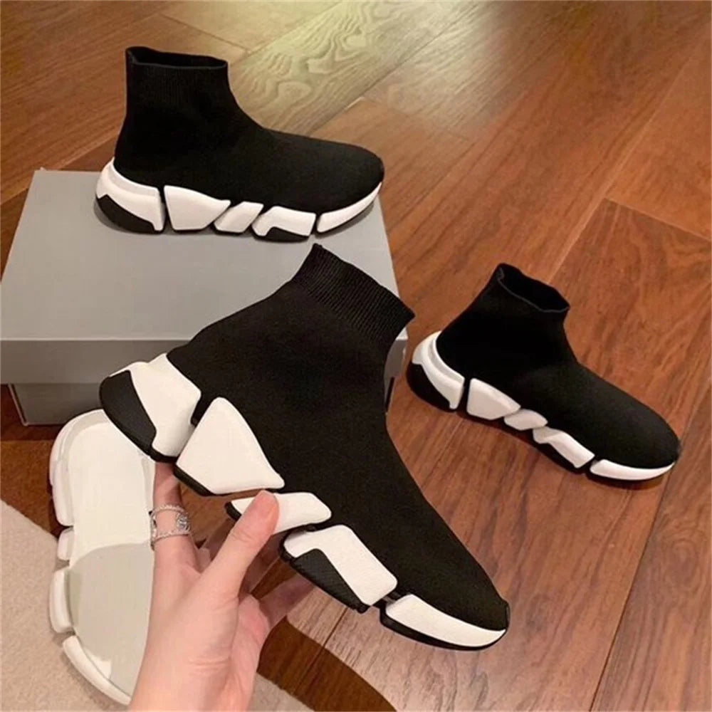 Hot Black High Top Unisex Socks Shoes