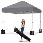 10x10 FT Pop Up Canopy Tent, Adjustable, 4 Sandbags, Carry Bag