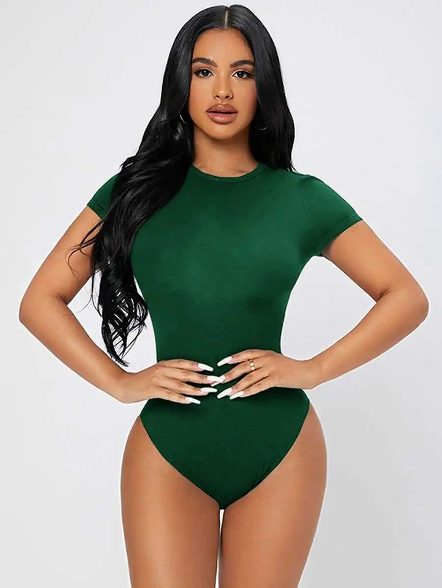 Petite, Slim Fit, Short Sleeve, Bodysuit, Women