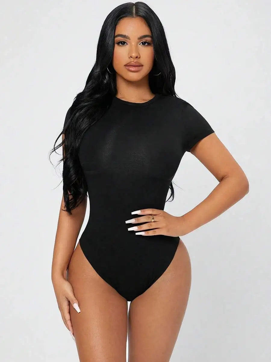 Petite, Slim Fit, Short Sleeve, Bodysuit, Women