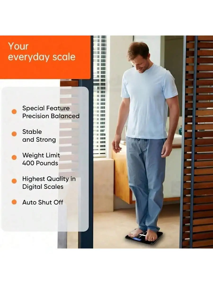 Multi-Function Body Fat & Weight Bathroom Scale, 390lbs.