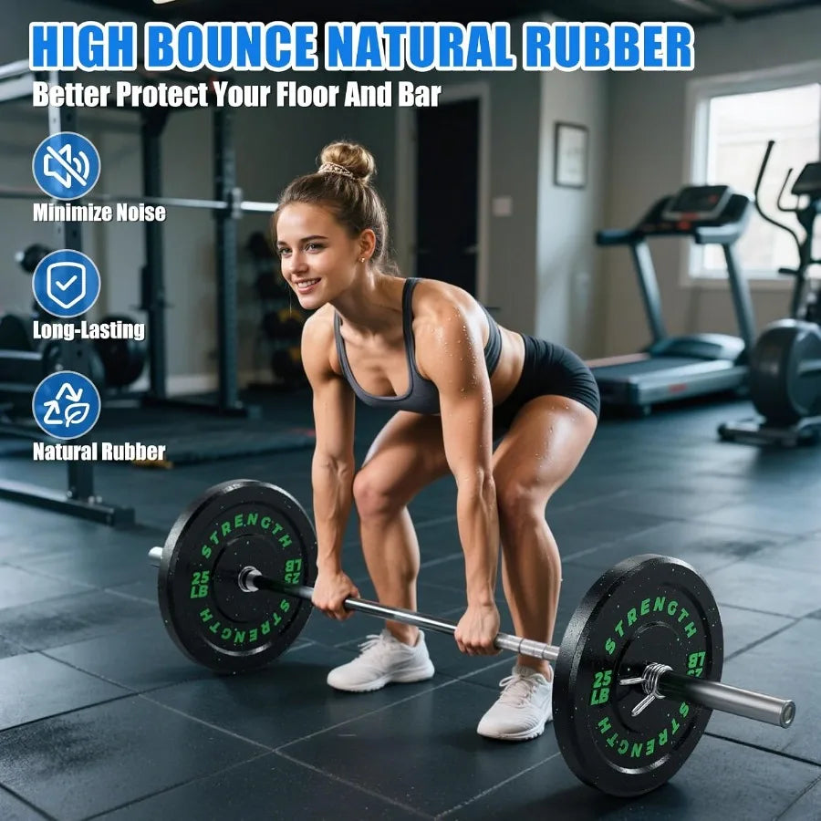 2-Inch Bumper Plates Barbell Rubber Weight Plates - 20-260lbs