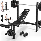 Squat Rack - 900LBS Adjustable Bench Press with Leg Extension and Leg Curl Incline Decline Flat Workout