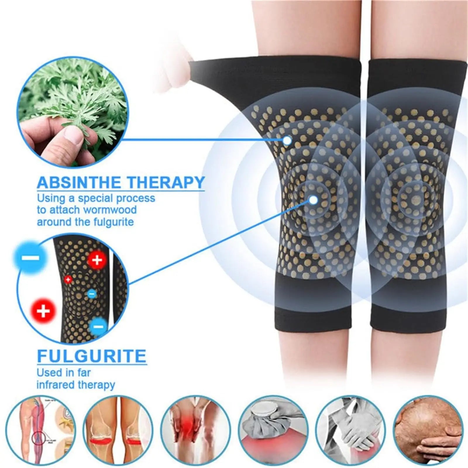 Extended Knee Brace, Latex Construction, Self-Heating