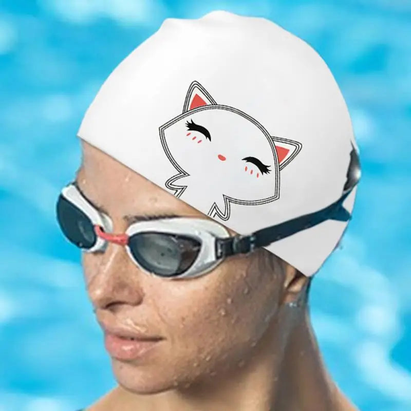 Swim Caps, Boys, Girls, Ear Protection, Cartoon