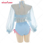 Women Blue Bunny Pattern Swimwear Bathing Suit