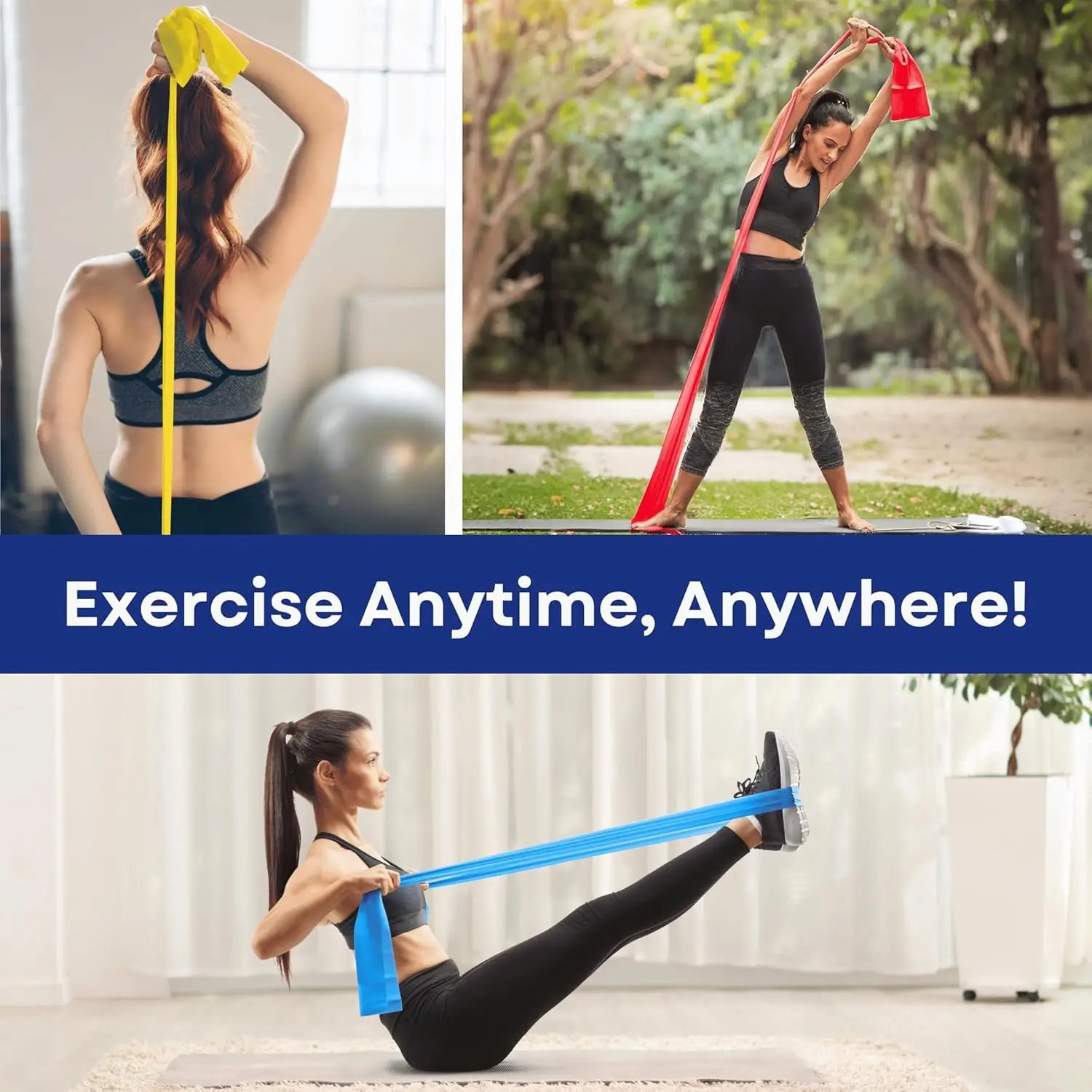 3-Level Resistance Bands Set with Guide & Bag