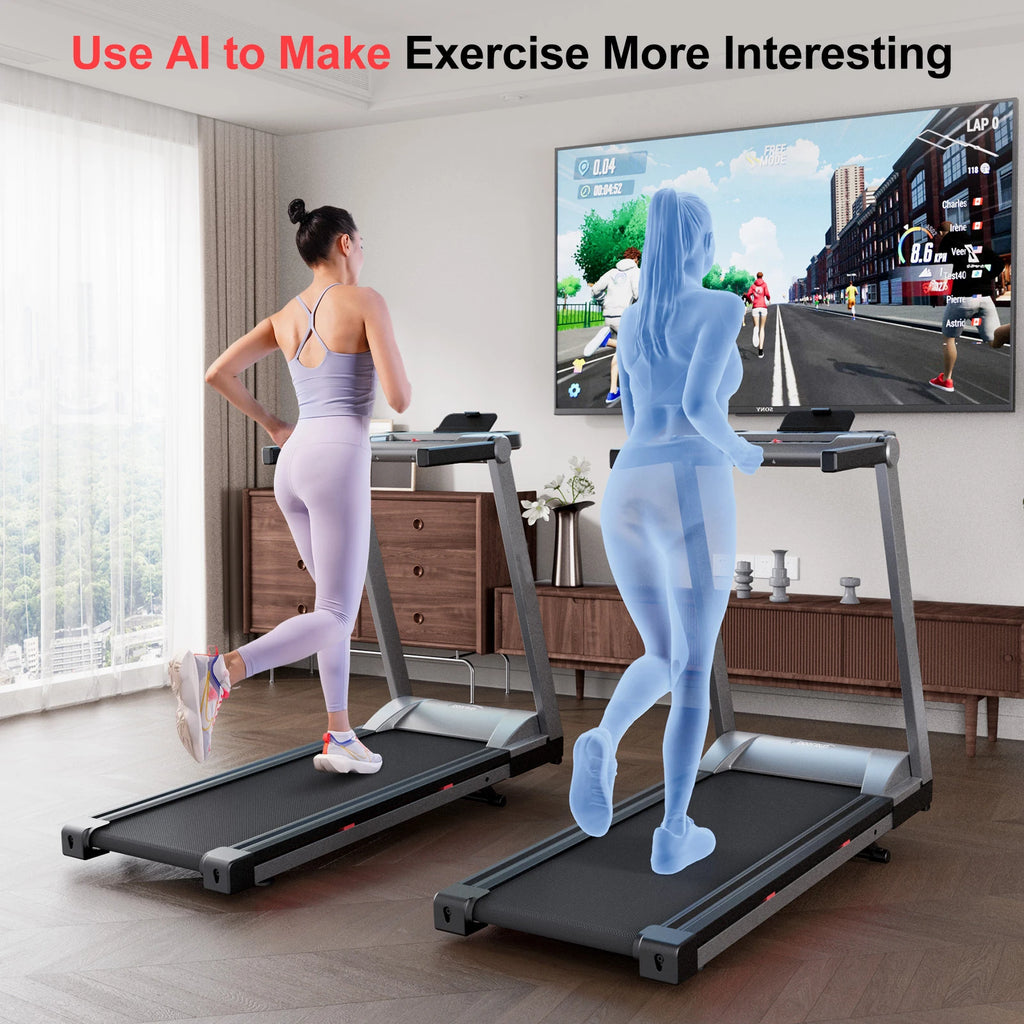 3.5HP Foldable Incline Treadmill, Walking Pad, Touch Screen