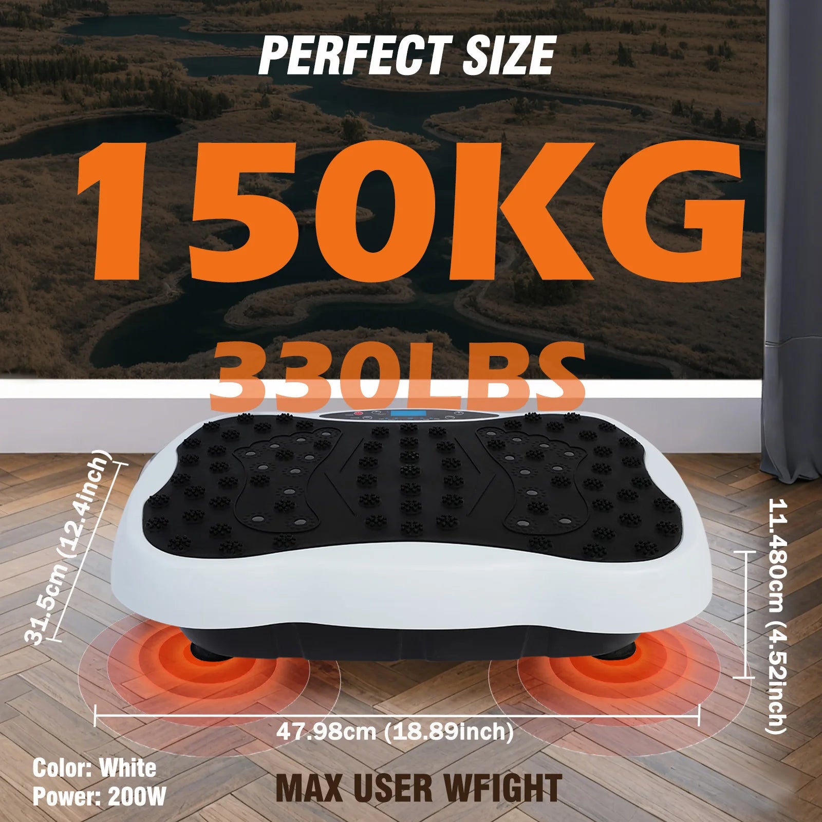 Vibration Plate Exercise Machine, 330lbs, Resistance Bands