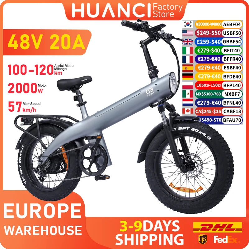 Q3 Mountain Electric bicycle, 2000W, Adult, 48V 20AH,  City bike