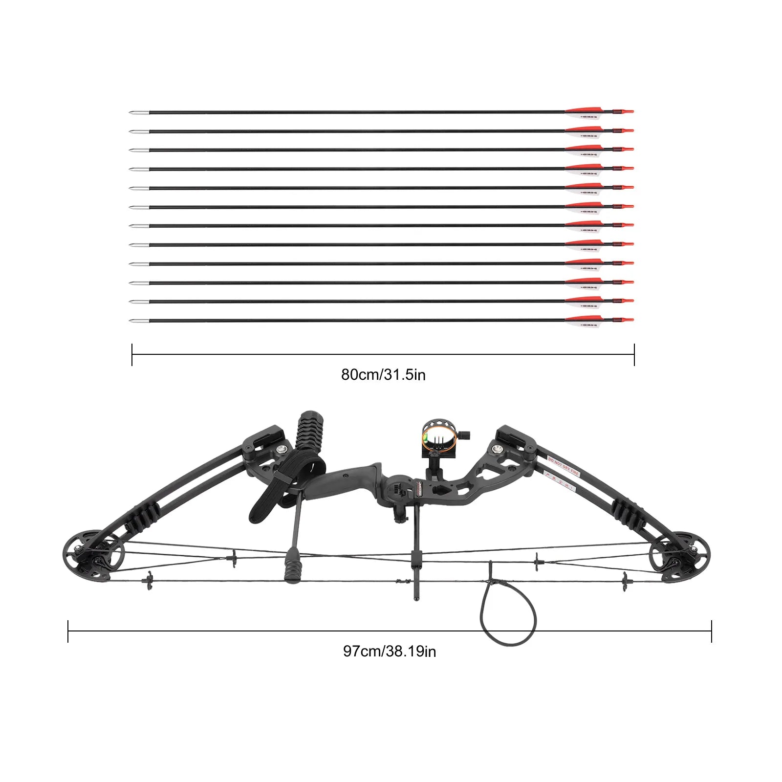 30-55 lbs Compound Bow, Adjustable Draw Weight and Length, with 3-Pin Sight, 12 Arrows, Complete Arch Set for Adults, Right Hand