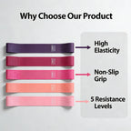 Resistance Bands Set, 5 Levels, Booty, Hip Legs