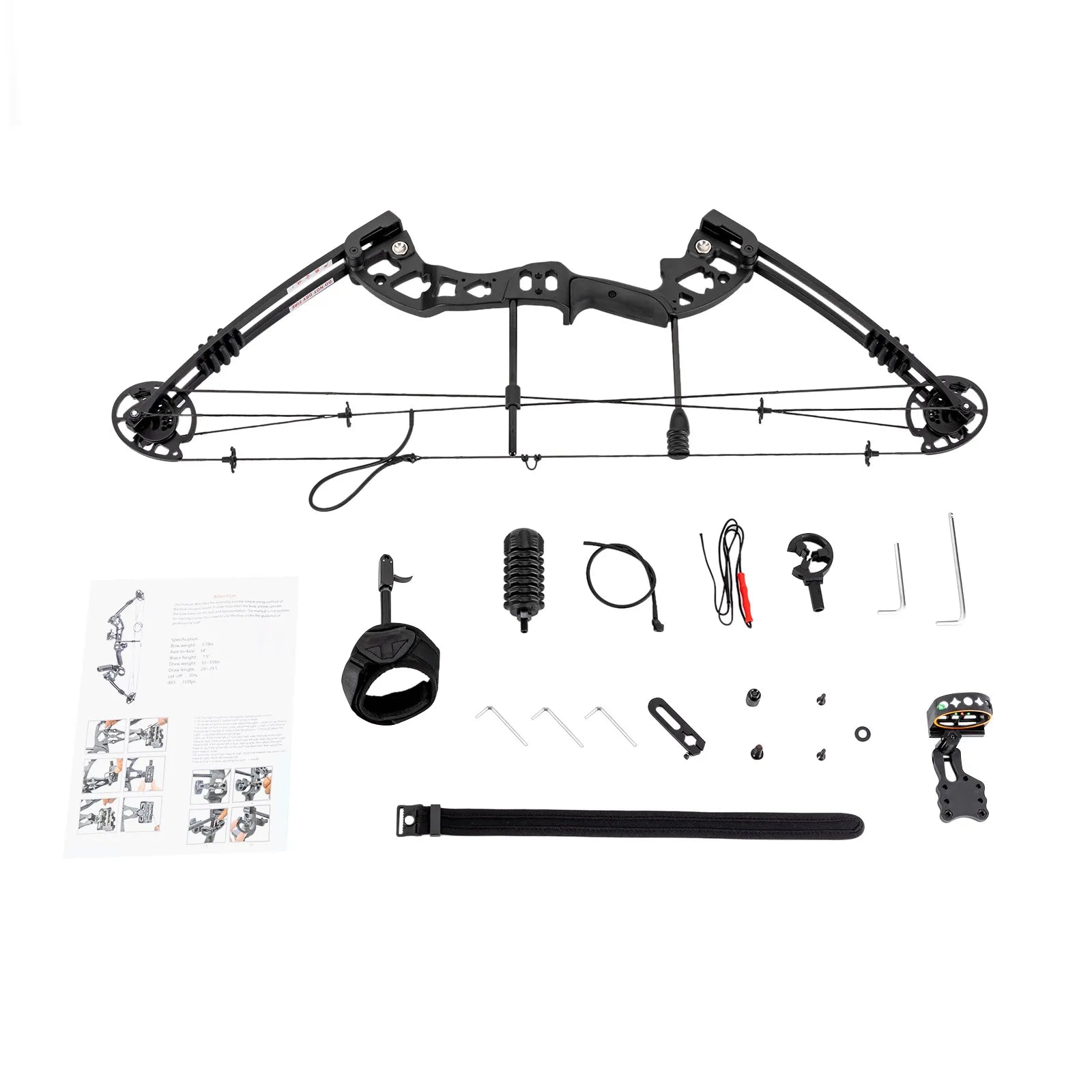 30-55 lbs Compound Bow, Adjustable Draw Weight and Length, with 3-Pin Sight, 12 Arrows, Complete Arch Set for Adults, Right Hand