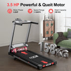 3.5HP Foldable Incline Treadmill, Walking Pad, Touch Screen