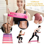 5 Pcs Pink Resistance Bands Set