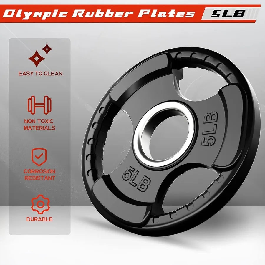 Rubber Grip Plates for Barbell 2-Inch Weight Plates