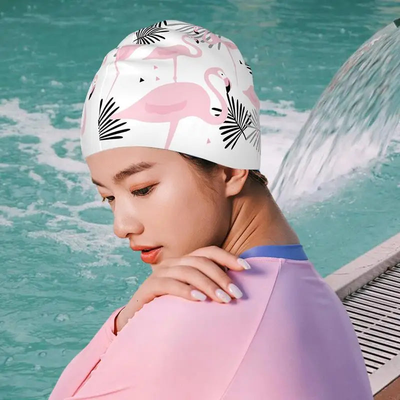 Girls Swim Cap, Waterproof, Non-Slip, Long Hair