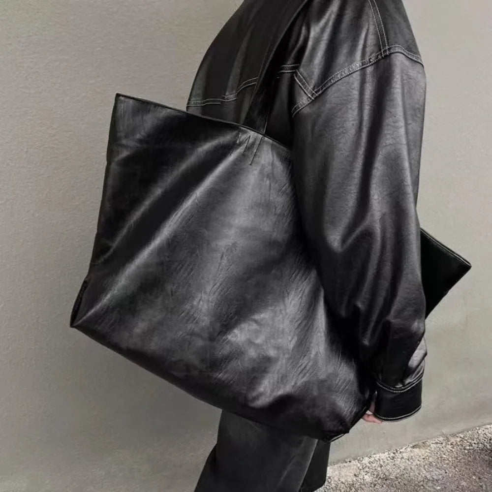 Large Capacity Tote Shoulder Bag Leather Handbag