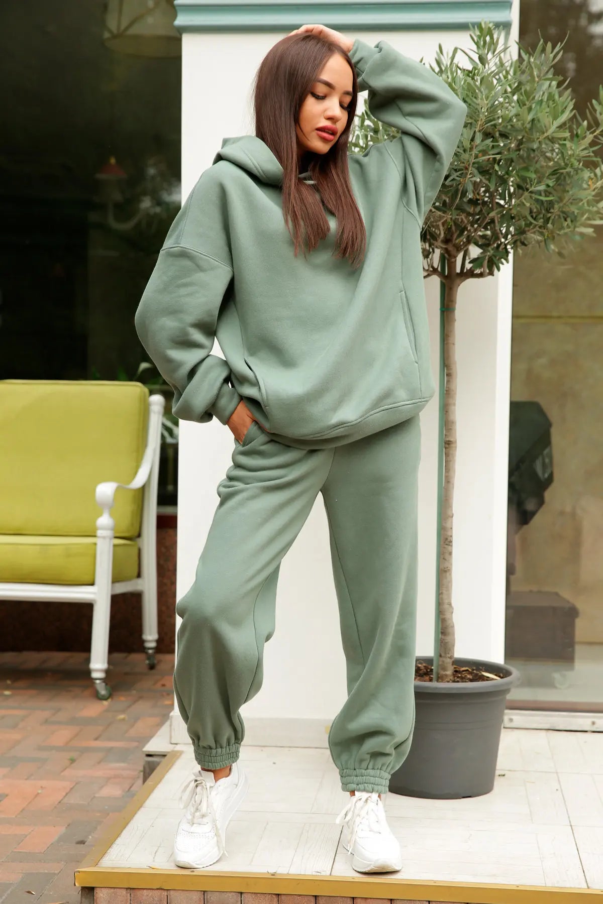 Women Fleece Two Piece Sets,Warm Hoodies