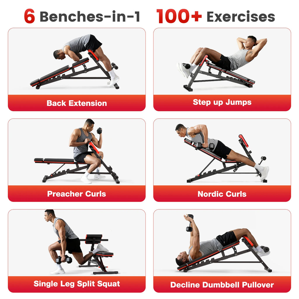 Dumbbell Bench, Adjustable, Foldable, Weightlifting, Abdominal Gym