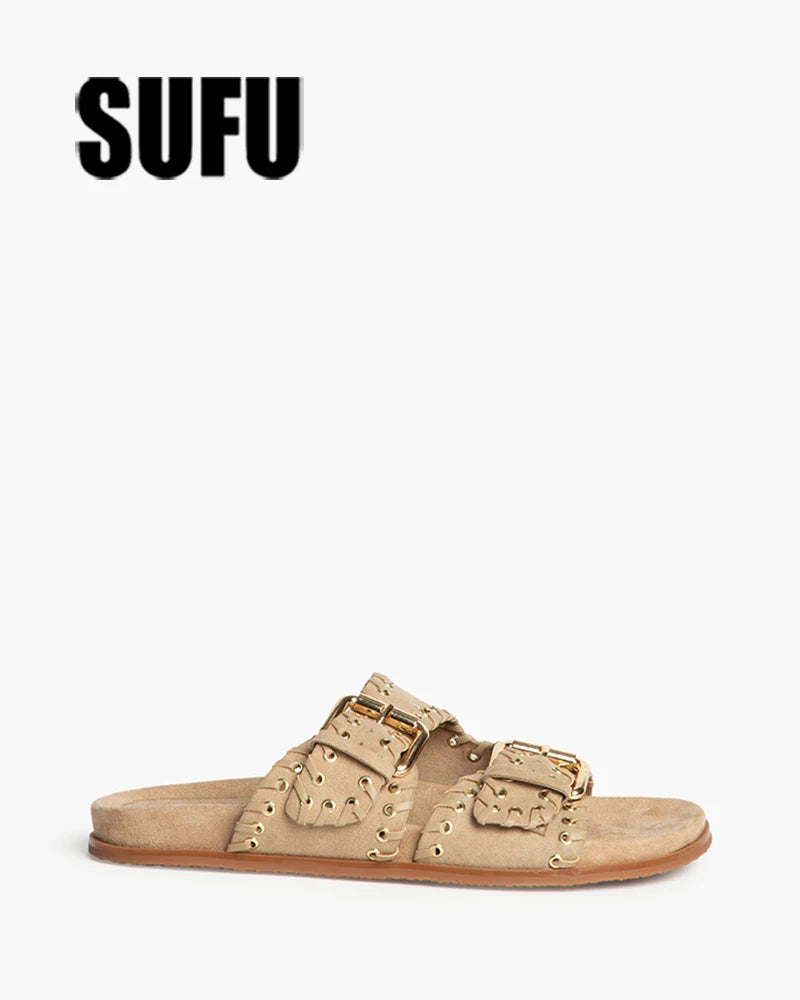 SUFU belt buckle vintage flat slippers