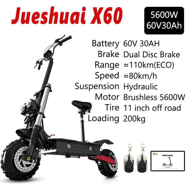 [8 models]10/11 Inch 48V-72V 1000W-6000W Electric Scooter 50-85km/h, Kick, Foldable Adult