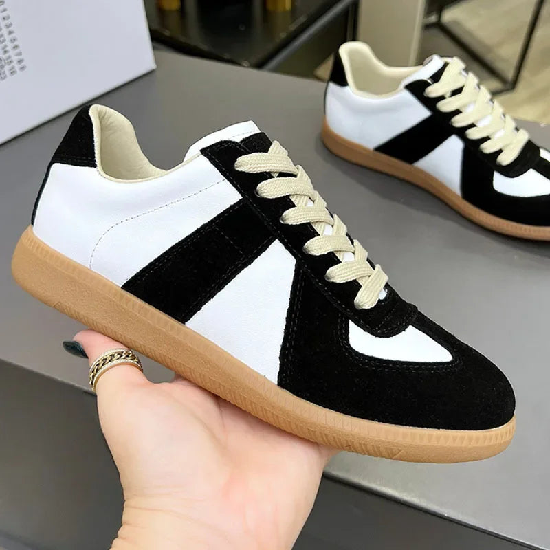 Suede Leather Patchwork Casual Shoes, Women, Round Toe