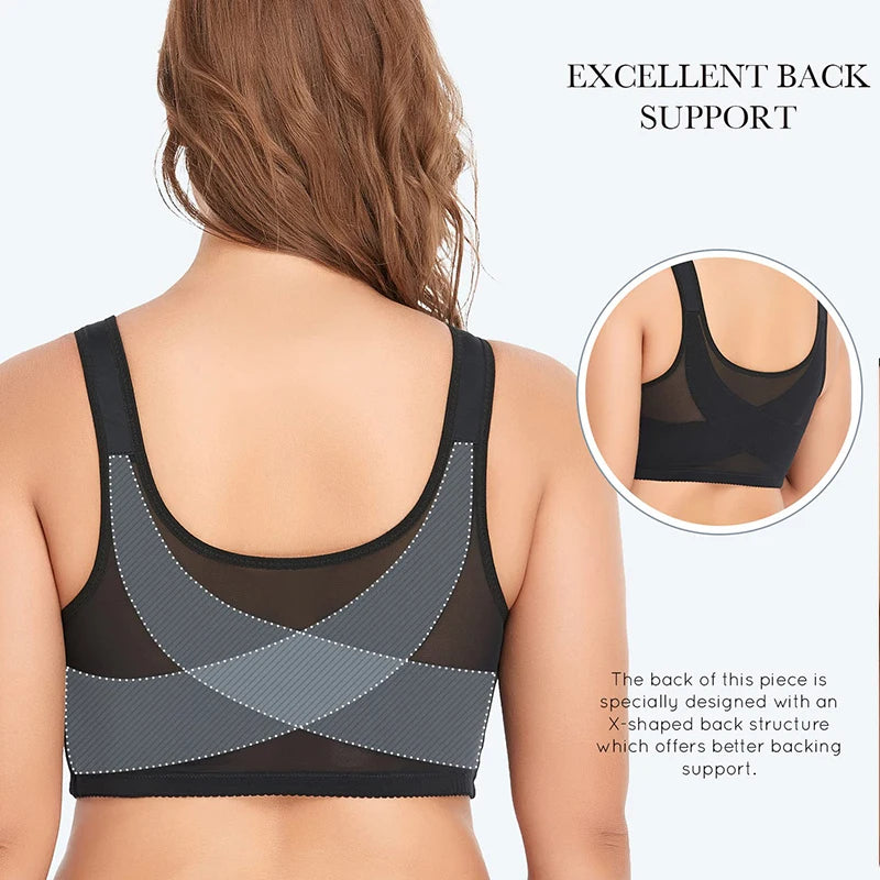 Women Plus Size Sports Bra, Front Closure
