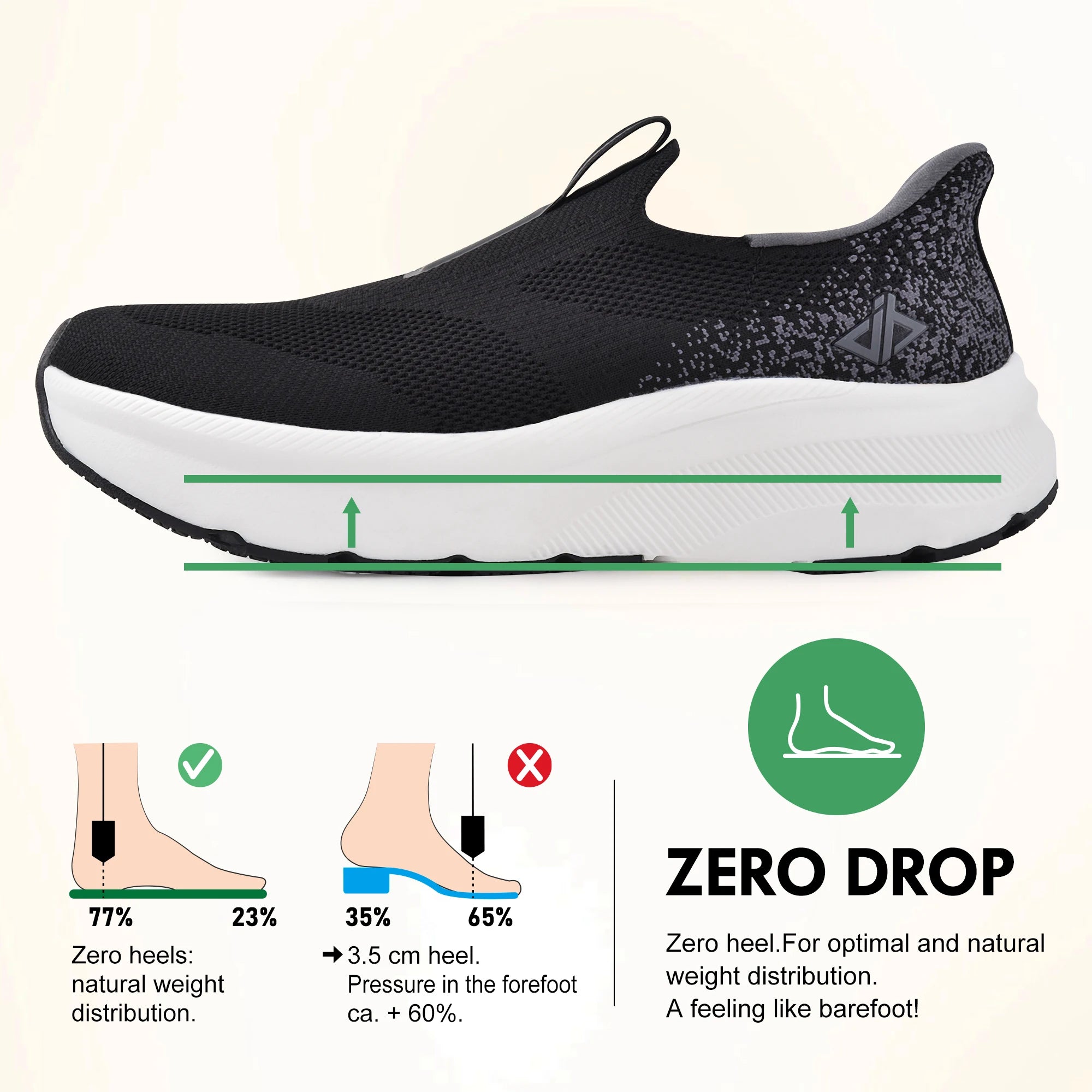 Mens Slip-in Arch Support Orthopedic Sneakers