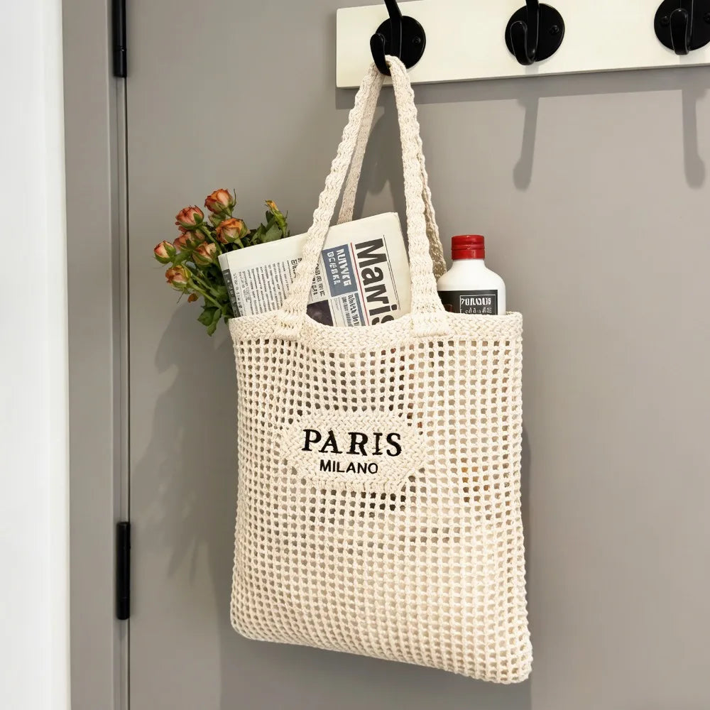 Women, Beach Tote Bag Summer Knit Bag