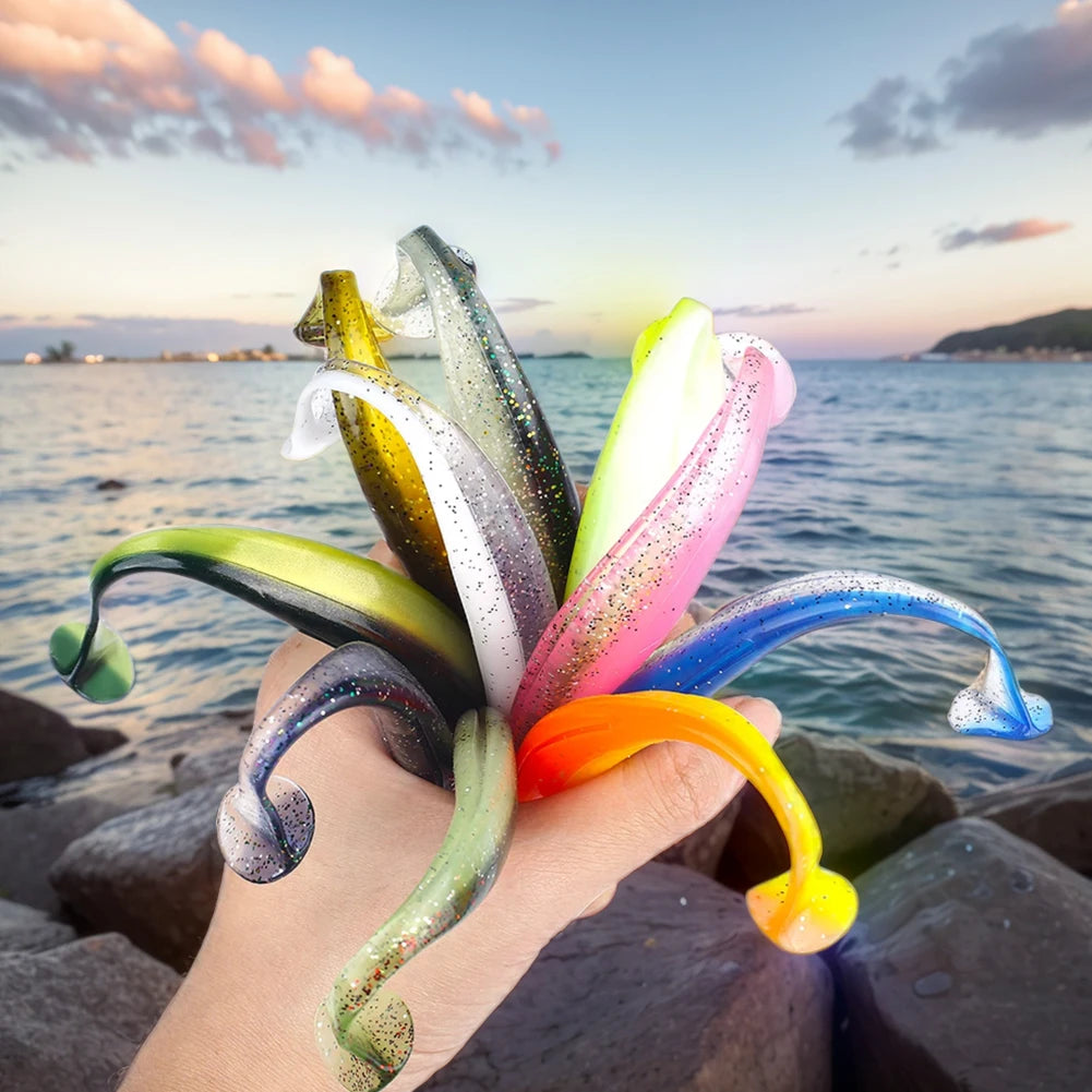 10Pcs 9cm Tail Worm Soft Bait Plastic Fishing Soft Baits