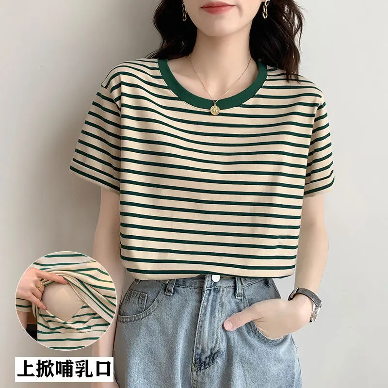 Maternity Clothes, Women Breastfeeding Tops, Short Sleeve