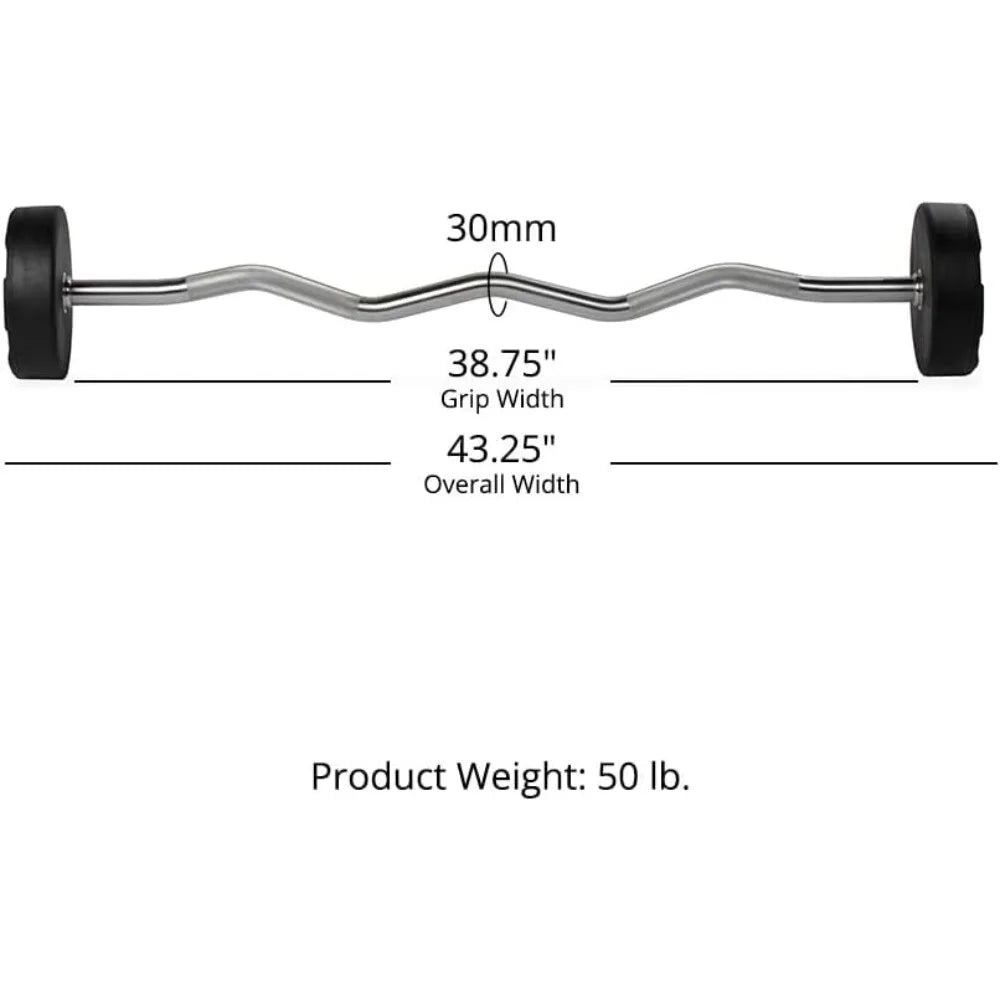 Rubber Curl Fixed Barbells, Pre-Loaded Weight Bar