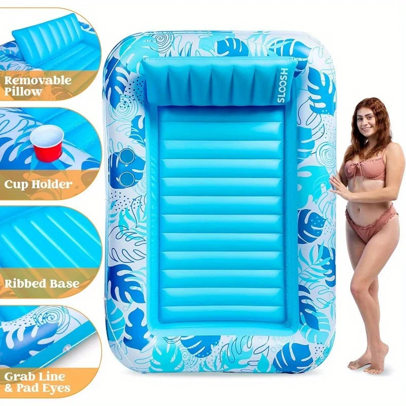 4 in 1 Suntan Tub Raft, Inflatable, Tanning, Pool,  70" x 46", Pillow